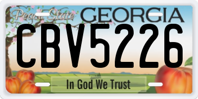 GA license plate CBV5226