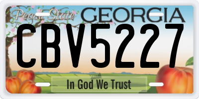 GA license plate CBV5227