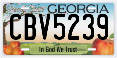 GA license plate CBV5239