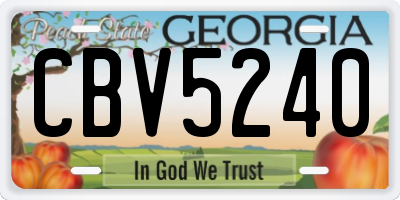 GA license plate CBV5240