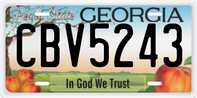 GA license plate CBV5243