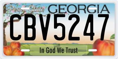 GA license plate CBV5247