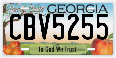 GA license plate CBV5255