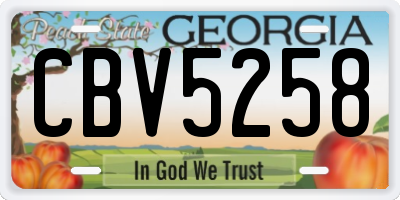 GA license plate CBV5258