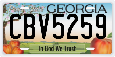GA license plate CBV5259