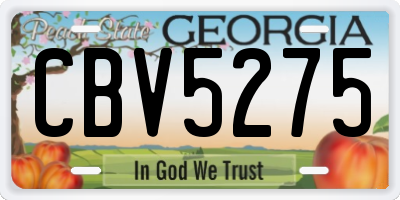 GA license plate CBV5275