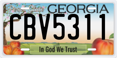 GA license plate CBV5311
