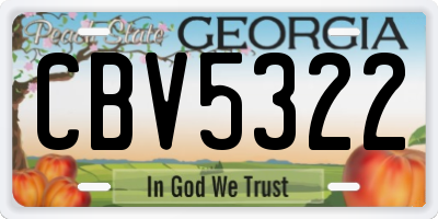 GA license plate CBV5322