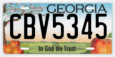 GA license plate CBV5345