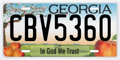 GA license plate CBV5360