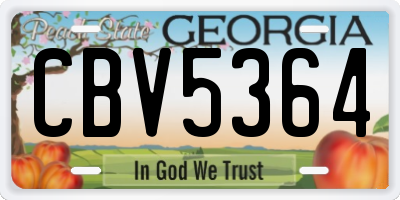 GA license plate CBV5364