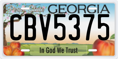 GA license plate CBV5375