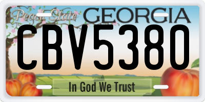 GA license plate CBV5380