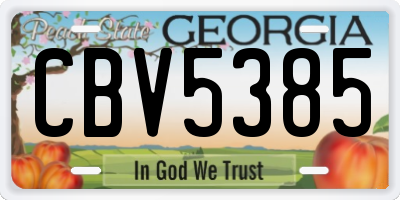 GA license plate CBV5385