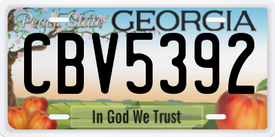 GA license plate CBV5392