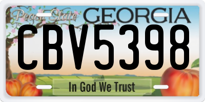 GA license plate CBV5398