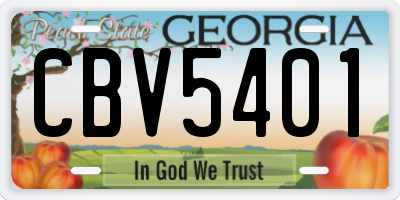GA license plate CBV5401
