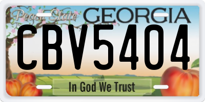 GA license plate CBV5404