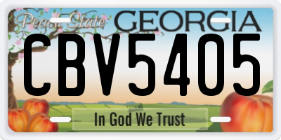 GA license plate CBV5405