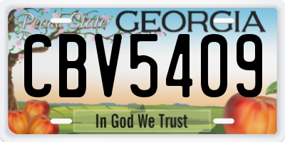 GA license plate CBV5409
