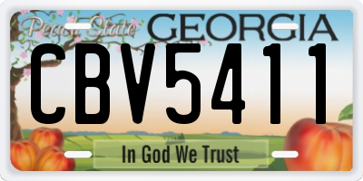 GA license plate CBV5411