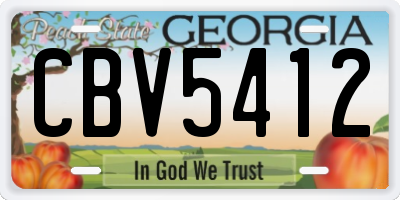 GA license plate CBV5412