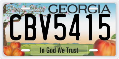 GA license plate CBV5415