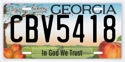 GA license plate CBV5418