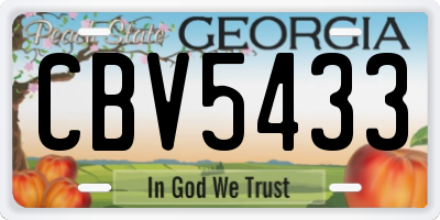 GA license plate CBV5433