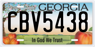 GA license plate CBV5438