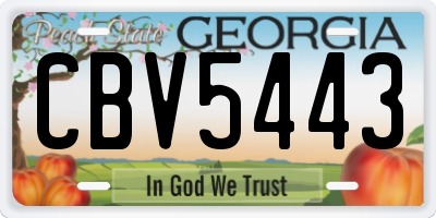 GA license plate CBV5443