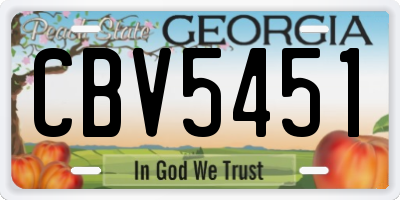 GA license plate CBV5451