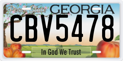 GA license plate CBV5478