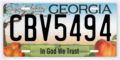 GA license plate CBV5494