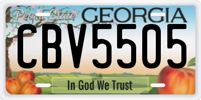 GA license plate CBV5505