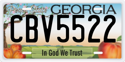 GA license plate CBV5522