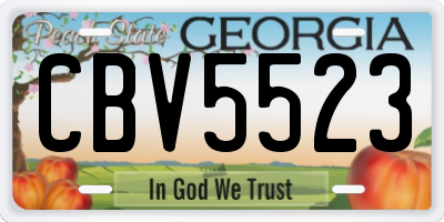 GA license plate CBV5523