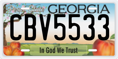 GA license plate CBV5533