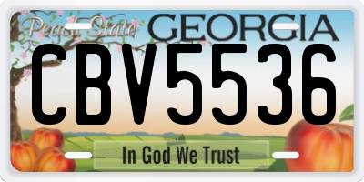 GA license plate CBV5536