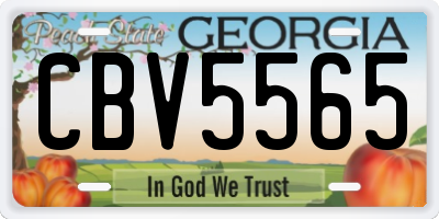 GA license plate CBV5565