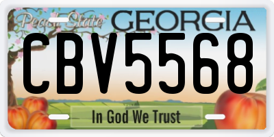 GA license plate CBV5568