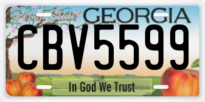 GA license plate CBV5599