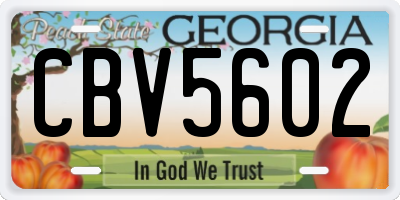 GA license plate CBV5602