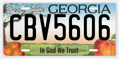 GA license plate CBV5606