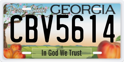 GA license plate CBV5614