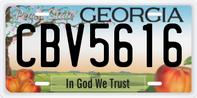 GA license plate CBV5616
