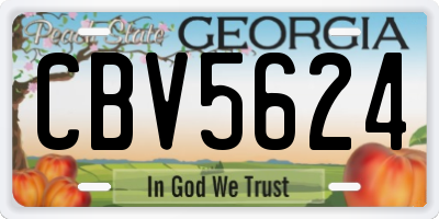 GA license plate CBV5624