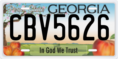 GA license plate CBV5626