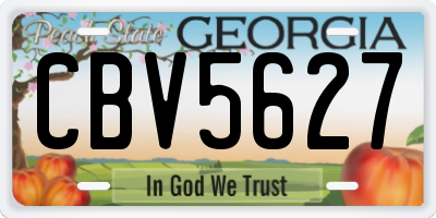 GA license plate CBV5627