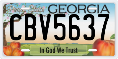 GA license plate CBV5637